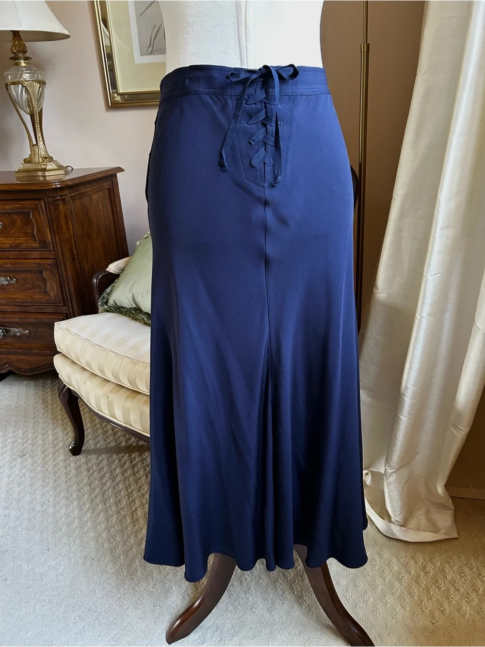 Vintage Ralph Lauren Blue Label Nautical Silk Jersey Skirt Size 10
